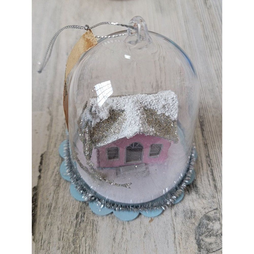 Snow house dome glitter joy ornament Xmas Decor